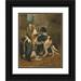 John Emms 12x14 Black Ornate Wood Framed Double Matted Museum Art Print Titled: Foxhounds at a Kennel Door