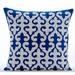 22x22 inch (55x55 cm) Decorative Pillow Cover Blue Throw Pillow Cover Arabic Applique Turkish Throw Pillow Cover Art Silk Square Cushion Cover Floral Modern Damask - Blue Royale