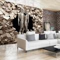 Tiptophomedecor 3d Illusion Peel and Stick Wallpaper Wall Mural - Stone Heart s - Removable Wall Decals