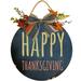 Eveokoki 12 Happy Thanksgiving Wood Hanging Sign Plaque Wooden Front Door Hanger Rustic Outdoor Wall Art for Porch Decoration Home Antique Wood Round Hello Door Sign