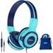 Foldable Headphones for Kids with Mic 75dB-85dB-94dB Kid Headphone with Share Port Stereo Wired Headphones