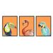 Stupell Industries Bold Tropical Birds Rainforest Animals Toucan Parrot Graphic Art Black Framed Art Print Wall Art Set of 3 Design by Patricia Pinto