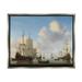 Stupell Industries Dutch Ships at Sea Willem van de Velde Classic Painting Painting Luster Gray Floating Framed Canvas Print Wall Art Design by one1000paintings