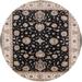 Ahgly Company Indoor Round Mid-Century Modern Charcoal Black Oriental Area Rugs 8 Round