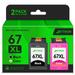 67XL Ink Cartridges for HP 67 Ink Cartridges for HP Ink 67 for HP DeskJet 2700 2700e 2755 2755e 4100 4100e 4155 4155e Envy 6055 6055e 6455 6400 6000 6458 Printer (1 Black 1 Tri-Color)