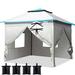 Quictent 10 x10 Pop up Canopy Tent with Sidewalls Ez Outdoor Gazebo Party Tent Waterproof Gray/Blue