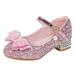 JDEFEG Closed Toe Sandals for Girls Toddler Little Kid Girls Dress Pumps Glitter Sequins Princess Bowknot Low Heels Party Dance Shoes Rhinestone Sandals Little Girls Slipper Boots Pu Pink 30