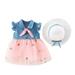 JDEFEG Clothes Girls 6T Tulle 6M-3Y Princess Patchwork Dress Baby Set Hat Sleeve Girls Denim Fly Girls Dresses Baby Girl Floral Romper Cotton Blend Pink 8