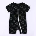 TUOBARR Toddler Baby Boys Girls Cute Cartoon Animal Pattern Short Sleeve Double Zipper Romper Jumpsuit Black (3M-3T)