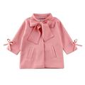 Kids Girls Warm Wool Bowknot Trench Coats Baby Princess Outwear Jacket Top Parka Swing Long Sleeve Overcoat Windbreaker