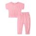 Baby Going Home Outfit Girl Toddler Kids Baby Girls 2 Pieces Tracksuit Summer Outfits Solid Short Sleeve T Shirt Sweatshirt Tops Long Pants Set Baby Girl Clothe Gift Set