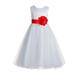 Ekidsbridal Ivory V-Back Lace Edge Junior Flower Girl Dress Wedding Tulle Junior Pageant Gown for Toddlers 183T 6