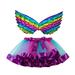 JDEFEG Junior Skirt Kids Girls Ballet Skirts Party Rainbow Tulle Dance Skirt with Wing Outfits Girl Tennis Skirt Size 10 Girls Dresses Skirts for Girls Cotton Blend Purple L
