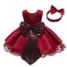 JDEFEG Dresses Toddler Kids Baby Girls Ruffle Lace Embroidery Sequin Bowknot Princess Dresses Gown Pageant Wedding Party Dress with Headwear Print Shirt Polyester Spandex 90