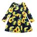 JDEFEG Dress 4T Toddler Kids Girls Floral Sunlowers Long Sleeves Beach Dress Princess Clothes High Low Flower Girl Dress Girls Dresses Skirts for Girls Polyester Black 6Y