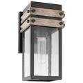 Nuvo Lighting Homestead 1 Light Small Wall Lantern Matte Black & Wood Finish with Clear Seeded Glass