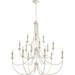 The Holloway Road Fifteen Light 3-Tier Chandelier in Bailey Street Home Home Collection Style 43 inches Wide By 43 inches High-Persian White Finish