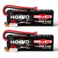 HOOVO RC Battery 2S LiPo Battery 7.4V 5200mAh 80C Hard Case with Deans Plug Battery Replacement Battery for RC Car Truck Heli Aeroplane Rock Crawler Aeroplane Helicopter RC Car Truck Boat (2 Packs)