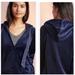 Anthropologie Tops | Anthropologie Saturday Sunday Navy Blue Velvet Wrap V-Neck Hoodie Size Xs | Color: Blue | Size: Xs