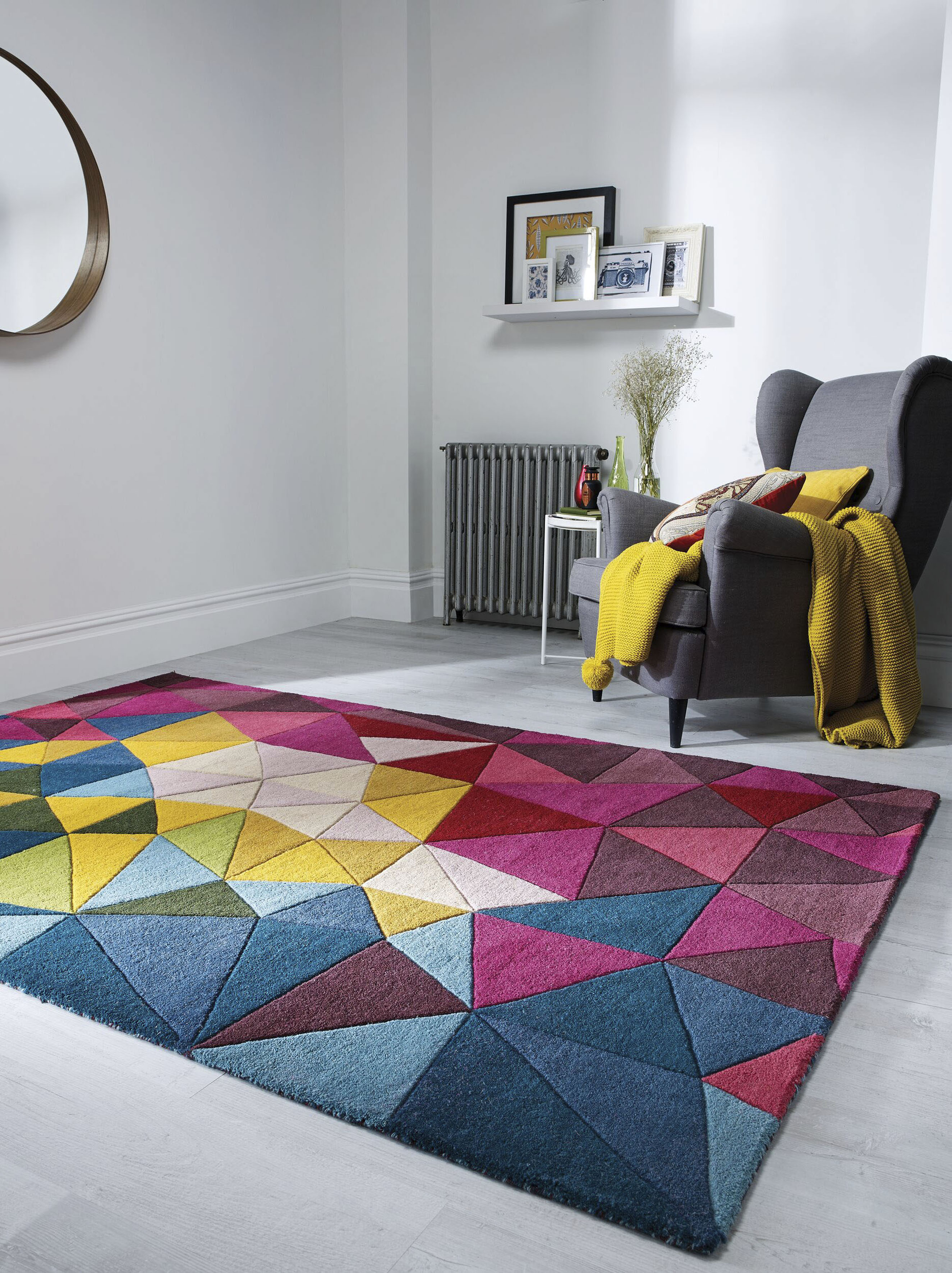Wollteppich FLAIR RUGS "Falmouth", bunt (multi), B:160cm H:10mm L:230cm, Wolle, Teppiche, 100% Wolle, aus Naturfaser, bunt, modern Image
