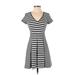 Banana Republic Casual Dress - Fit & Flare: Black Stripes Dresses - Women's Size 0