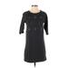 Ann Taylor LOFT Casual Dress - Shift Crew Neck Short sleeves: Gray Print Dresses - Women's Size X-Small