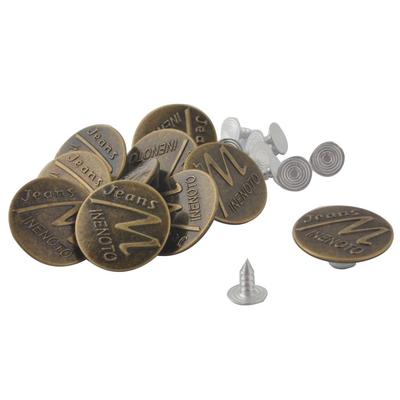 Coat Jacket Trousers Letter M Pattern Jeans Studs Buttons 20mm Diameter 10 Pcs - Bronze Tone,Silver Tone