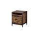 Vintage Wooden Nightstand with 2 Drawers in Rustic Oak & Black Finish Powder Coating for Living Room/Bedroom