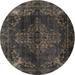 Ahgly Company Indoor Round Traditional Charcoal Black Persian Area Rugs 4 Round