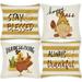 Thanksgiving Throw Pillow Covers 18x18 Set of 4 Happy Fall Turkey Pillow Case Outdoor Decorative Gnomes Thankful Stripe Decor Pillow for Sofa Couch Porch Livingroom