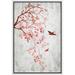 wall26 Framed Canvas Print Wall Art Retro Style Cherry Blossom Tree Bird Nature Wilderness Illustrations Modern Art Decorative Rustic Relax/Calm for Living Room Bedroom Office - 16 x24 W