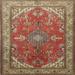 Ahgly Company Indoor Square Traditional Red Medallion Area Rugs 8 Square