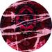 Ahgly Company Machine Washable Indoor Round Abstract Red Wine or Wine Red Area Rugs 4 Round