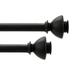 Deco Window 36 to 66 inches 2 Pcs Adjustable Curtain Rod for Windows with Stacked Round Finials (1 Diameter Black Matte)