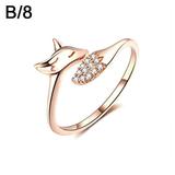 Animal Fox Shaped Rose Gold Rings for Women Fashion Crystal Ring Jewelry Gifts J4R9
