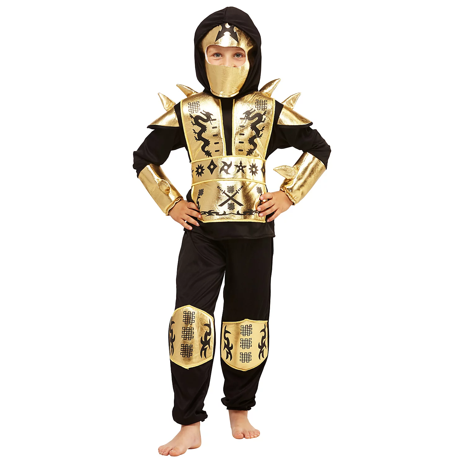 Kinderkostüm Ninja, schwarz/gold Image