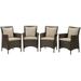 Side Dining Chair Armchair Set of 4 Rattan Wicker Brown Beige Modern Contemporary Urban Design Outdoor Patio Balcony Cafe Bistro Garden Furniture Hotel Hospitality