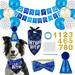 HEQUSIGNS Dog Birthday Boy Dog Birthday Number Hat Dog Birthday Boy Bandanas with Bowtie Paw Happy Birthday Banner for Small Medium Large Dogs Pets