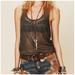 Free People Tops | Free People Xs Ivory Metallic Mesh "Heavy Metal Lover" Racerback Tank Top | Color: Cream/Tan | Size: Xs