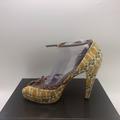 Gucci Shoes | Gucci Canvas/Leather Vintage Platform Cut Out Peep Toe Logo Pumps Shoes | Color: Brown/Tan | Size: 9.5