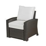 Latitude Run® Recliner Wicker Patio Chair w/ Sunbrella Ottoman Wicker/Rattan in Black/Brown/Gray | 33.86 H x 33.66 W x 33.3 D in | Wayfair