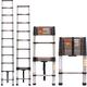 Loft Ladders Telescopic Ladders Extendable Ladder, Multi Purpose Portable 3.2M/10.5FT Stainless Steel Ladder, Folding Step Attic Ladder for Household or Outdoor Work, 150kg Capacity EN131 Standard