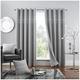 GC GAVENO CAVAILIA Luxury Blackout Eyelet Curtains With Matching Tie Backs, Diamante Black Out Thermal Ring Top Curtains For Living Room & Bedroom, 90" (Width) x 90" (Drop), Silver