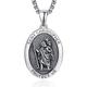 ADMETUS St Christopher Necklace Mens 925 Sterling Silver Oval St Christopher Medal for Men Saint Christopher Necklace Protection Jewellery Religious Gifts