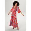 Maxikleid ANISTON SELECTED, Damen, Gr. 38, N-Gr, bunt (rot, bleu), Single Jersey, Obermaterial: 95% Viskose, 5% Elasthan, bedruckt, modisch, lässig geschnitten knöchelfrei, V-Ausschnitt, 3/4-Ärmel weit, Kleider Strandkleid, mit weiten, 3/4-langen...