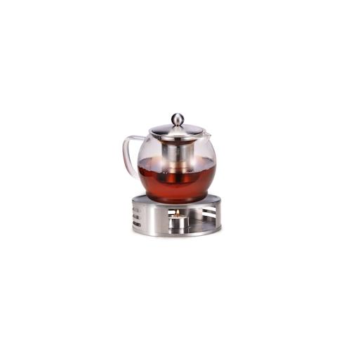 Teekanne Glas mit Edelstahl Stövchen Teebereiter Siebeinsatz Sieb Teewärmer 1,2l