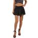 Komoo Women Ruched Ruffle Mini Skirt Pleated Short Skirts A-Line Casual Aesthetic Wave Tennis Skirt Summer Beachwear