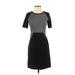 Joe Fresh Casual Dress - Sheath Crew Neck Short sleeves: Black Color Block Dresses - Women's Size 0