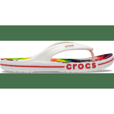Crocs White / Multi Bayaband Tie-Dye Mania Flip Shoes