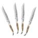 French Home Laguiole Set of 4, Connoisseur BBQ Steak Knives with Deer Horn Handles - Silver